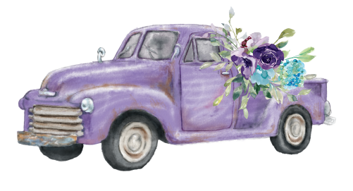 (260-3) Vintage Truck with Flowers
