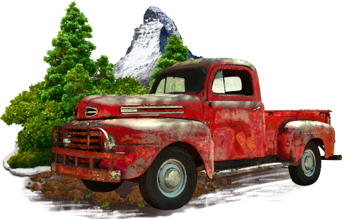 (260-4-F) Red Vintage Truck