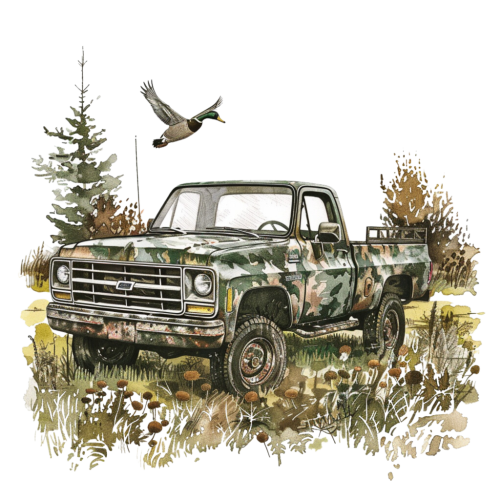 (260-4) Camoflage Vintage Truck