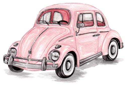 (260-5) Pink Beetle Car