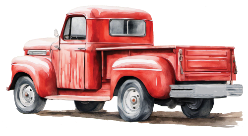 (260-6) Red Vintage Truck