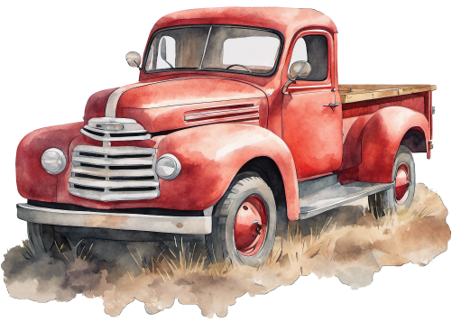 (260-6) Red Vintage Truck