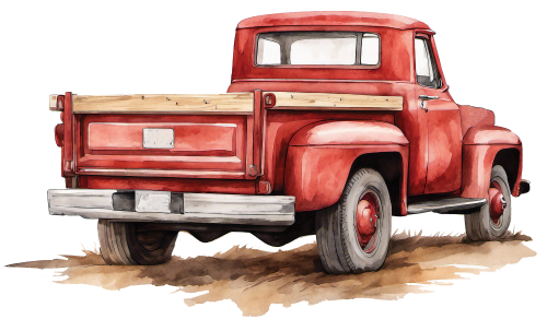 (260-6) Red Vintage Truck