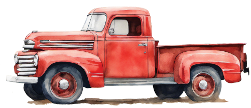 (260-6) Red Vintage Truck