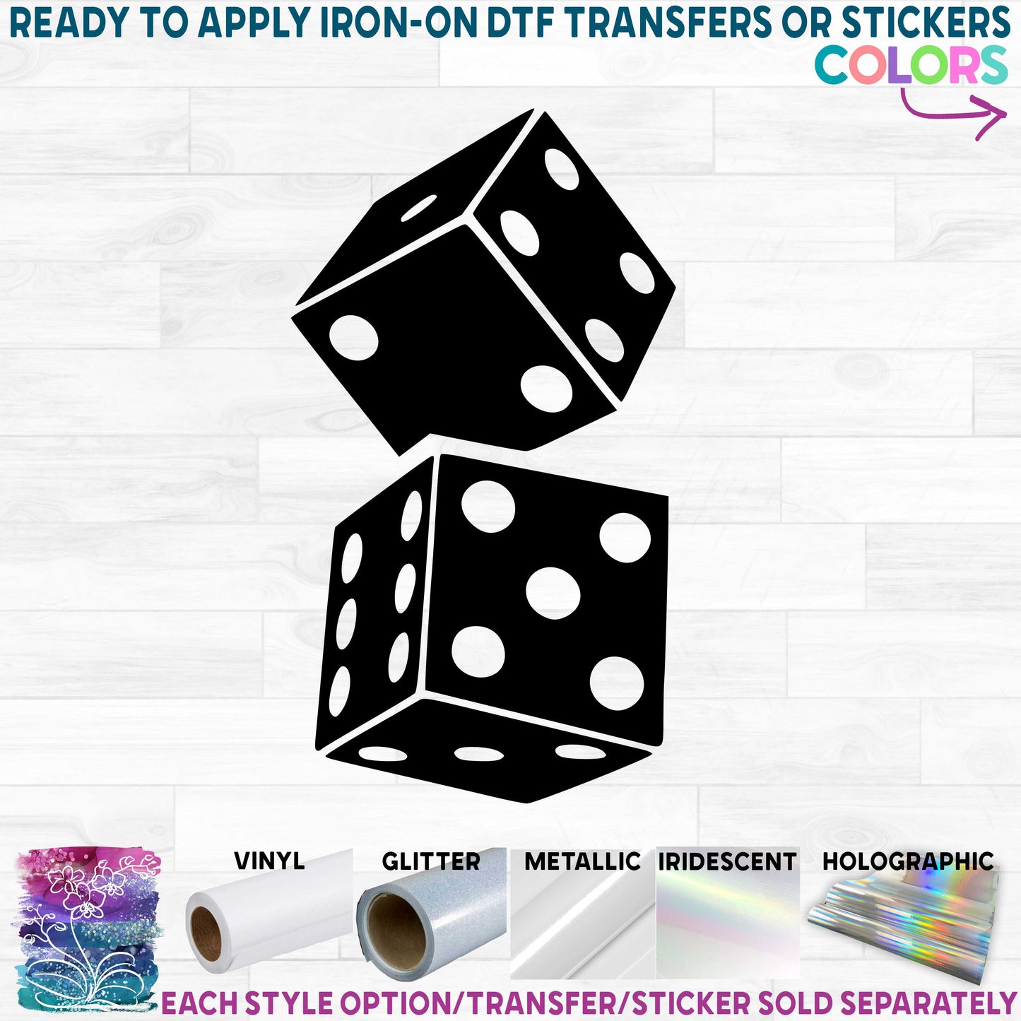 (s261-A) Stacked Dice Printed Heat Transfer or Sticker