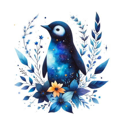 (262-02-H) Folk Art Flowers Penguin