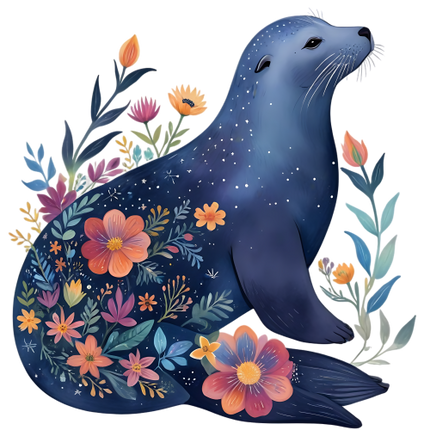 (262-02-P) Folk Art Flowers Seal