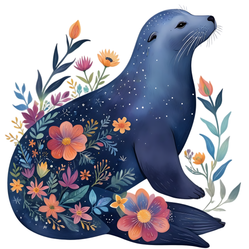 (s262-2-P) Folk Art Flowers Seal