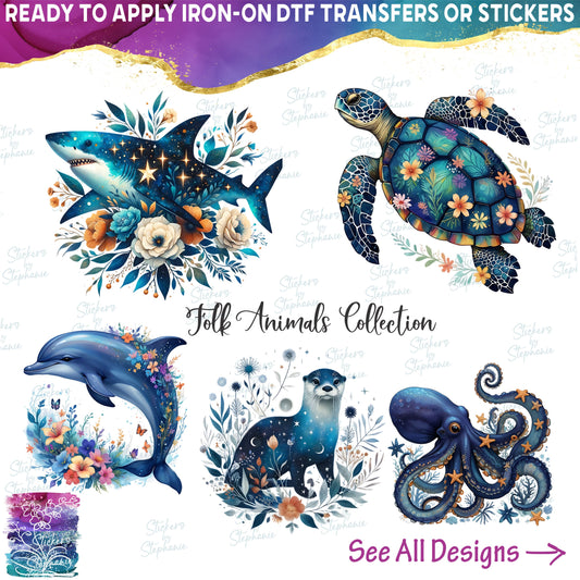 (s262-2) Watercolor Folk Art Floral Animals Collection