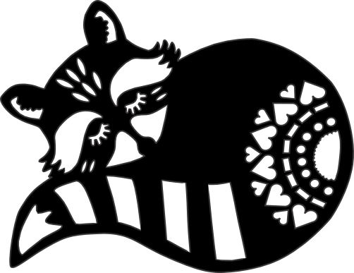 (s262-1-L) Folk Animals Sleeping Raccoon