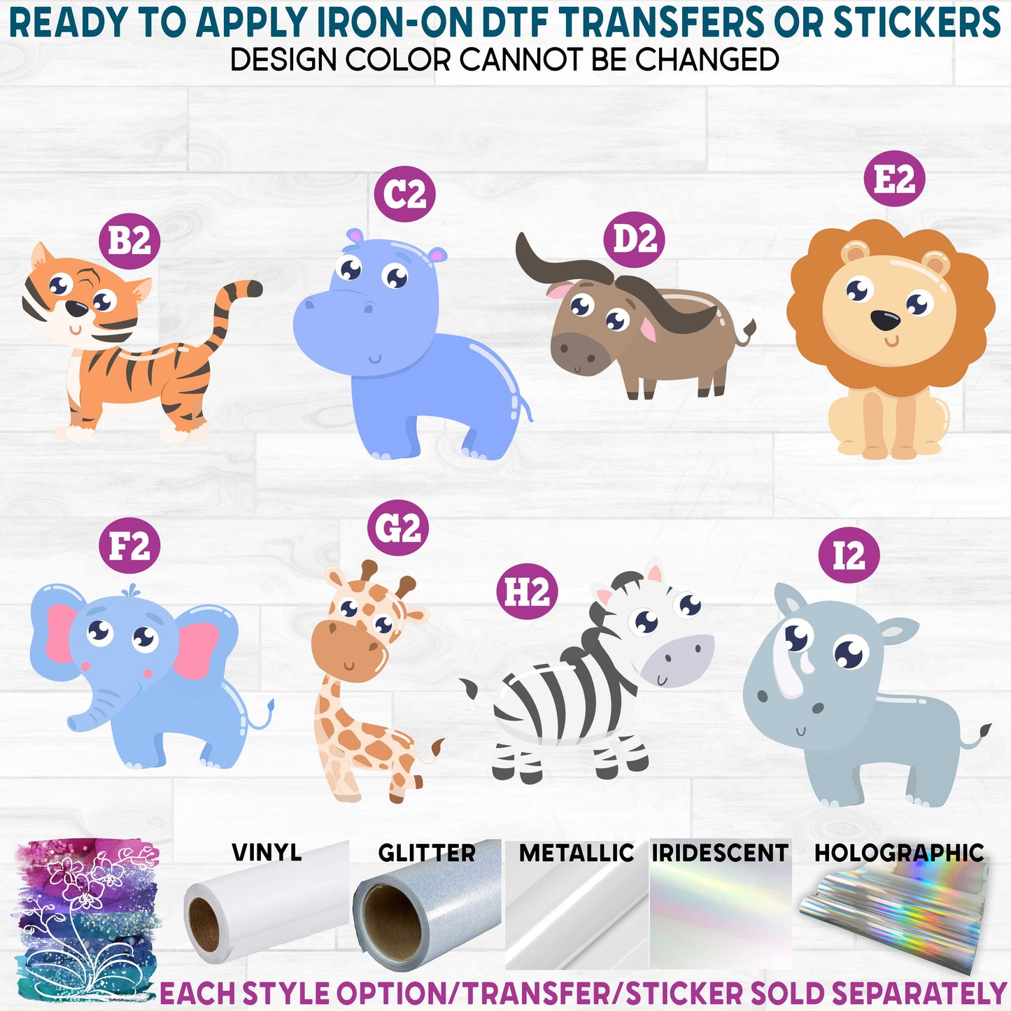 (s265) Cute Animals Watercolor Print Forest Moose Wolf Fox Bear Owl Printed Heat Transfer or Sticker