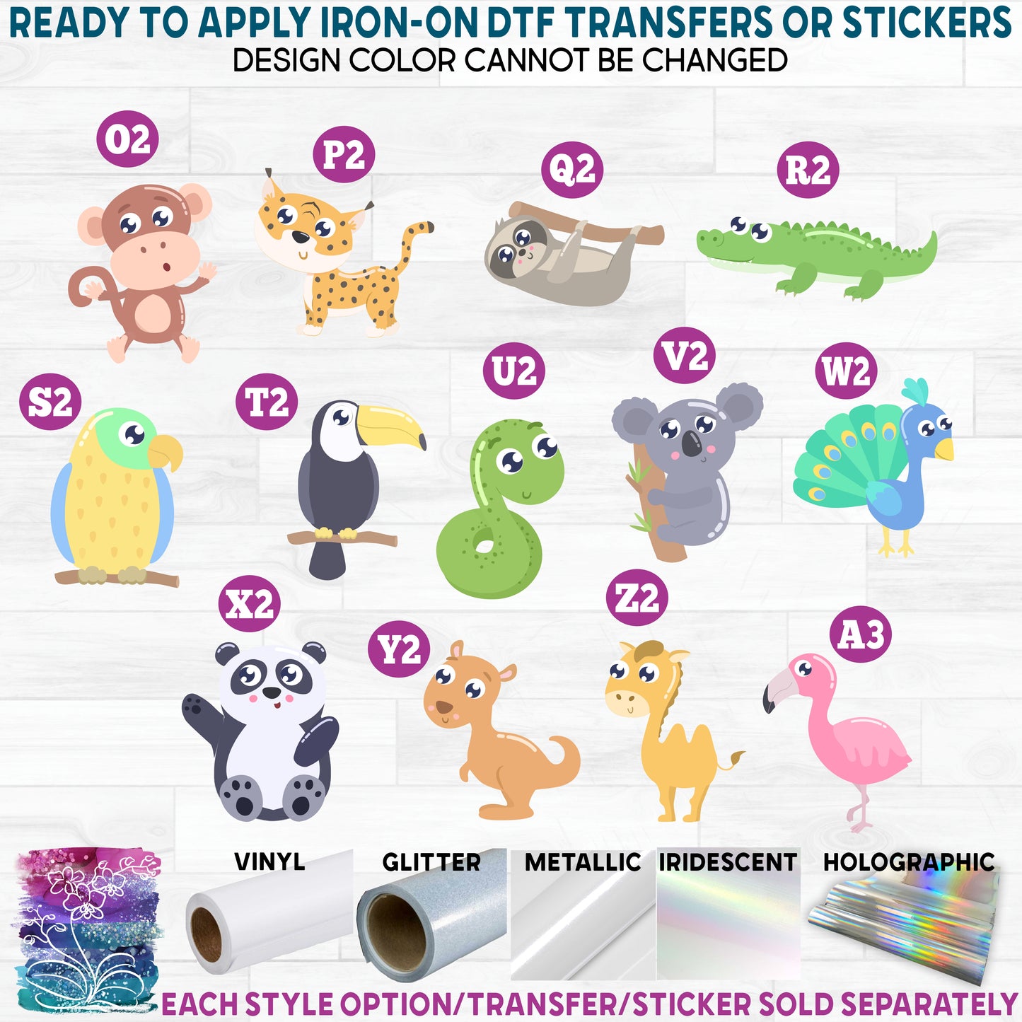 (s265) Cute Animals Sea Creatures Printed Heat Transfer or Sticker