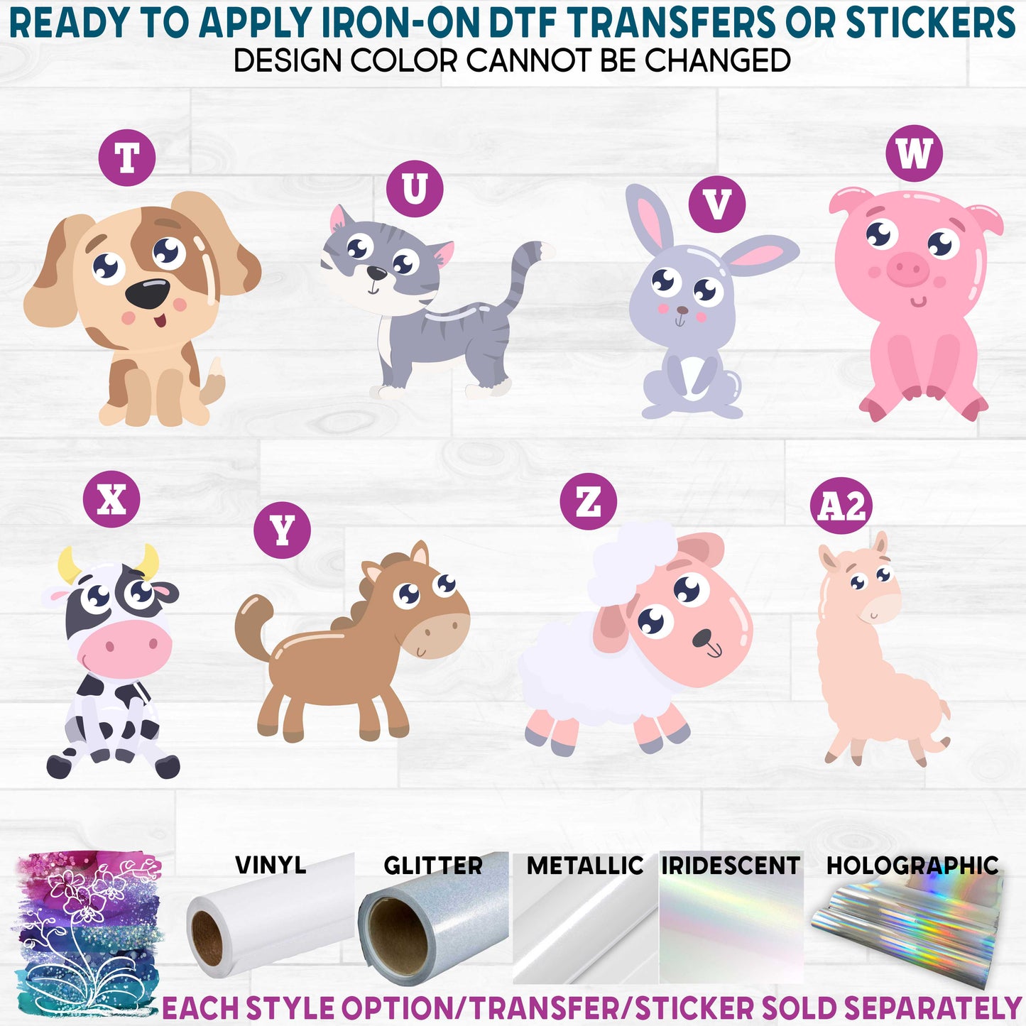 (s265) Cute Animals Watercolor Print Forest Moose Wolf Fox Bear Owl Printed Heat Transfer or Sticker