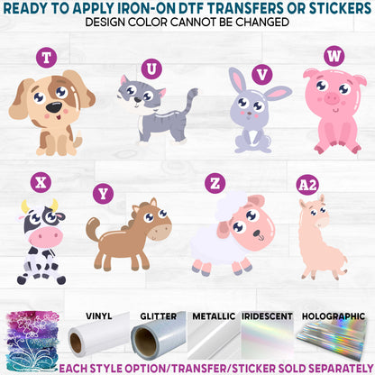 (s265) Cute Animals Farm Pets Printed Heat Transfer or Sticker