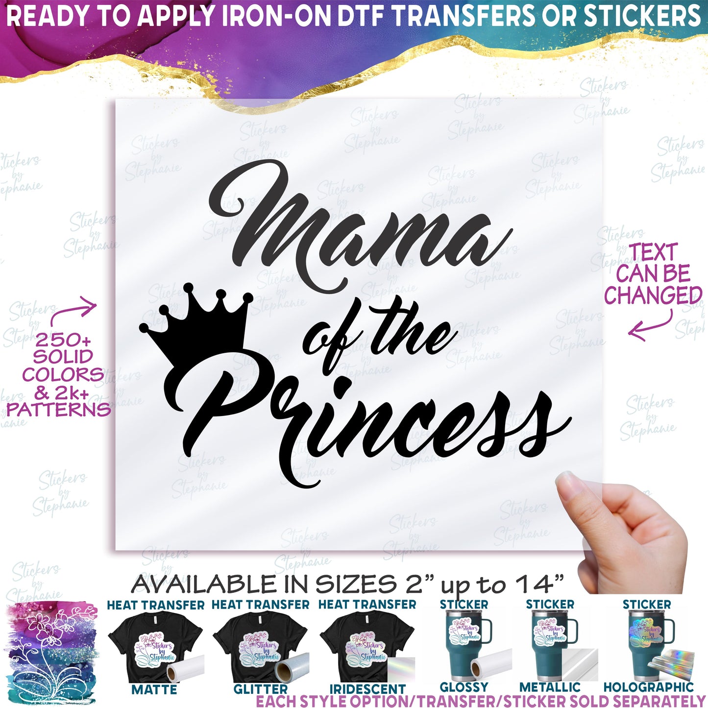 (s266-5C) Mommy Family of the Princess, Princesses Custom Text
