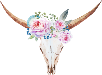 (s268-B) Cow Skull Flowers