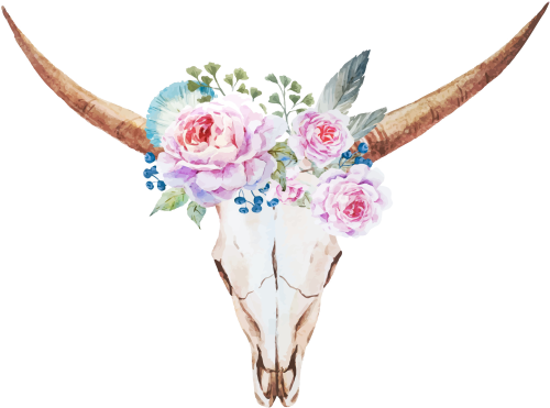 (s268-B) Cow Skull Flowers