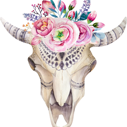 (s268-D) Cow Skull Flowers