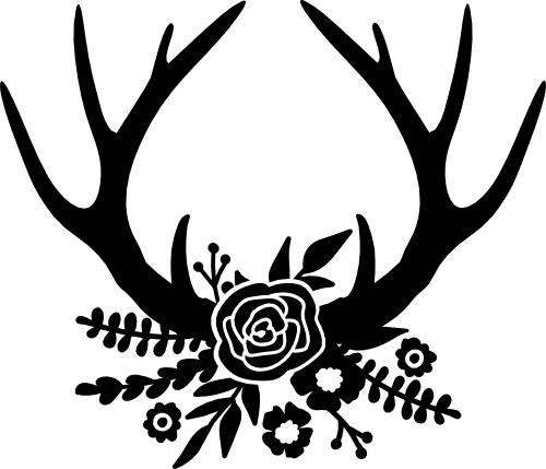 (s026-1S) Floral Flower Deer Antlers