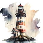 (271-02-2) Watercolor Lighthouses