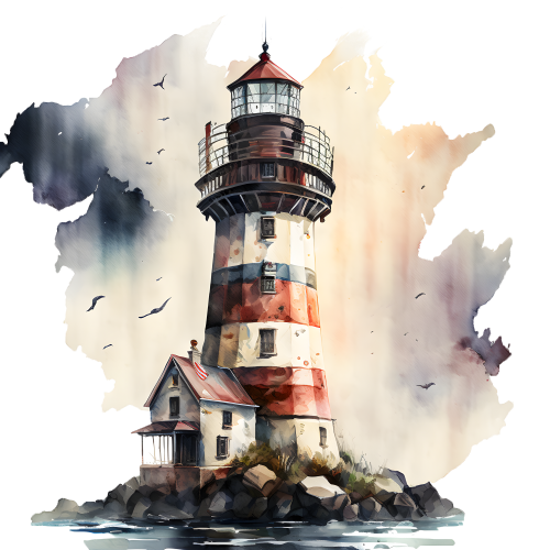(271-02-2) Watercolor Lighthouses