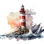 (271-02-2) Watercolor Lighthouses