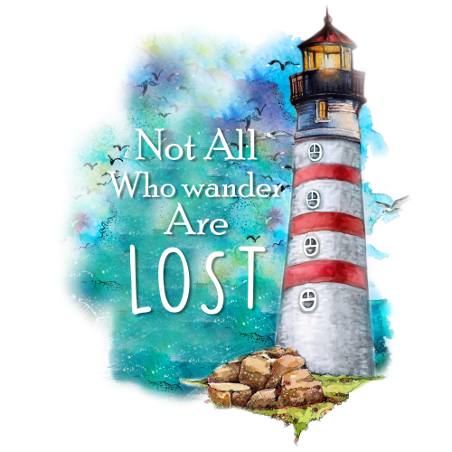 (2710-2-3M) Not All Who Wander are Lost Watercolor Lighthouse