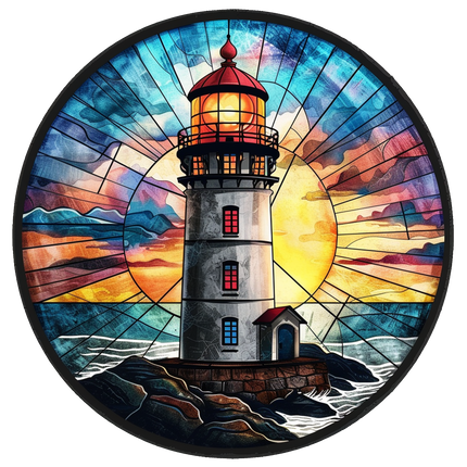 (150-31) Stained Glass Lighthouse