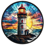 (150-31) Stained Glass Lighthouse