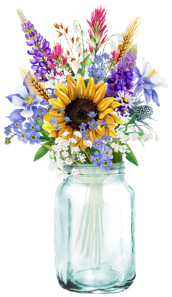 (272-02-1) Wildflower Bouquet Mason Jar