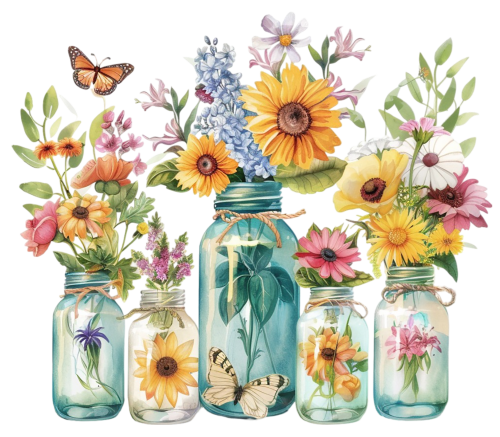 (272-02-1) Wildflowers Mason Jar