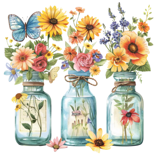 (272-02-1) Wildflowers Mason Jar