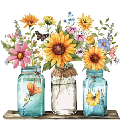(272-02-1) Wildflowers Mason Jar