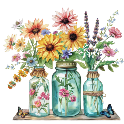 (272-02-1) Wildflowers Mason Jar