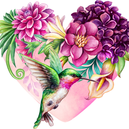 (274-04-N) Hummingbird Tropical Flowers