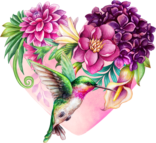 (s274-4-N) Hummingbird Tropical Flowers