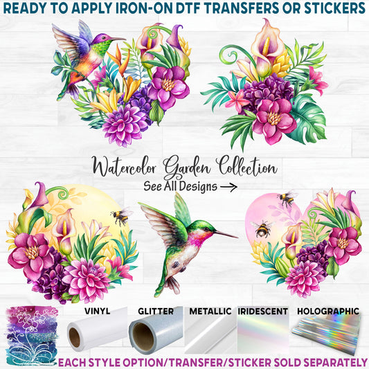 (s274) Watercolor Hummingbird Tropical Flowers Collection 14 Style Options