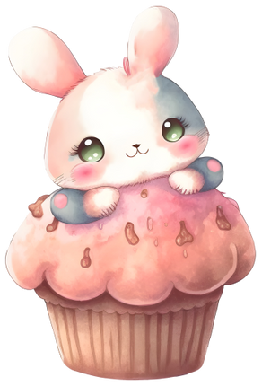(s275-6-U) Cupcake Bunny Rabbit