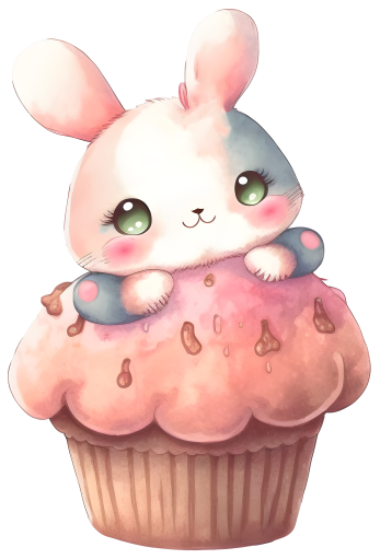 (s275-6-U) Cupcake Bunny Rabbit