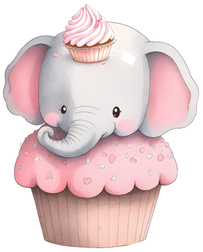 (s275-6-Y) Cupcake Elephant