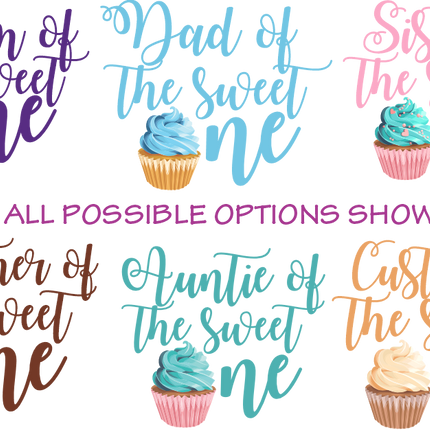 (s275-7) Family of the Sweet One Custom 66 Cupcake Style Options