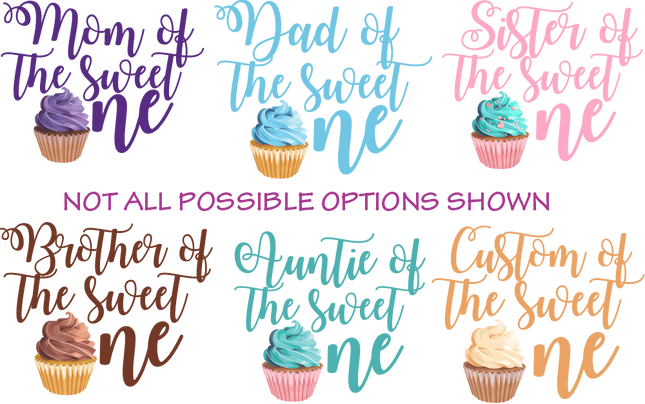 (s275-7) Family of the Sweet One Custom 66 Cupcake Style Options