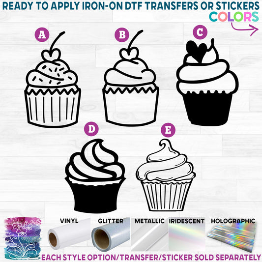 (s275-1) Cupcake Cupcakes Printed Heat Transfer or Sticker