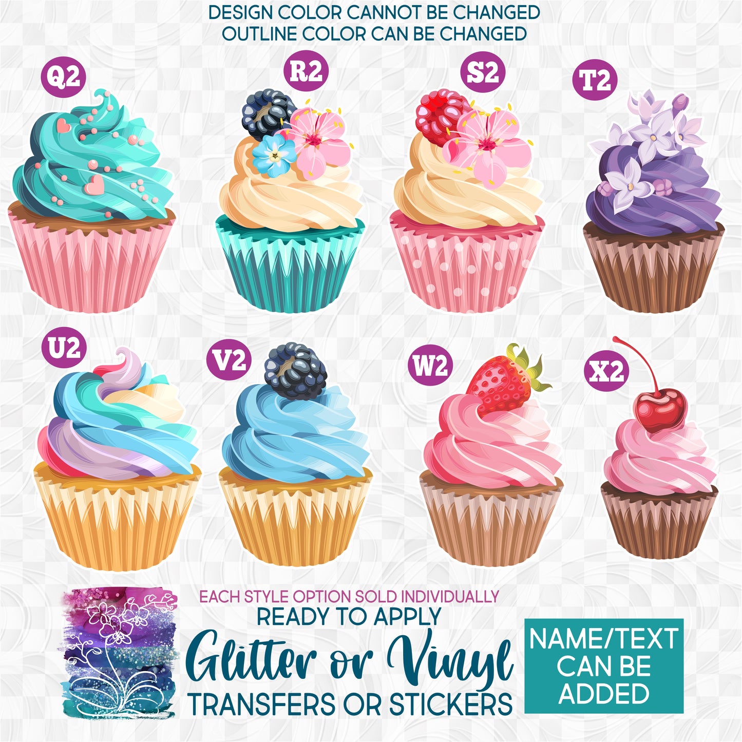 SBS-275-2 Cute Cupcake Cupcakes Made-to-Order Iron-On Transfer or Sticker