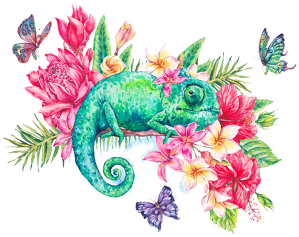(s277-B) Chameleon Tropical Flowers