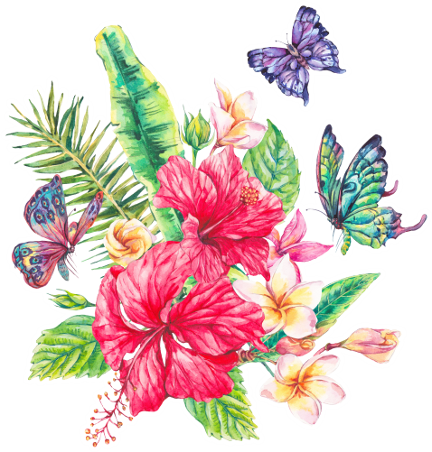 (277-01) Tropical Flowers Butterflies