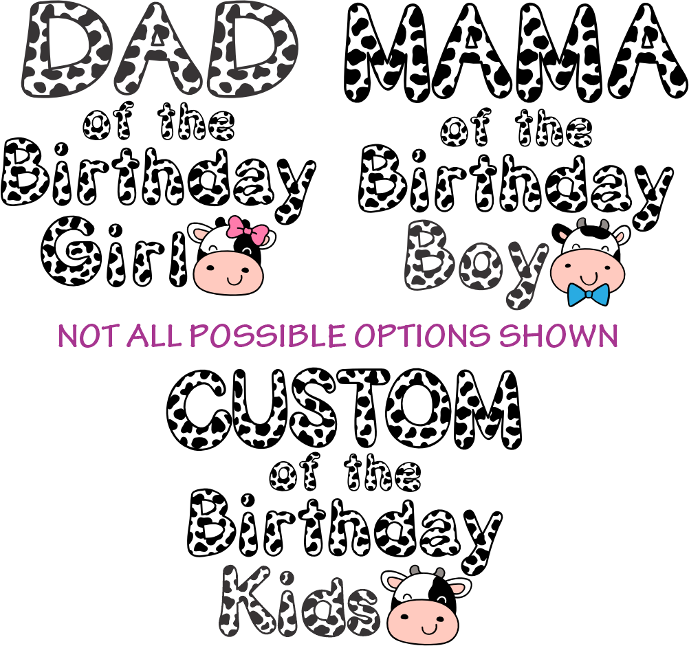 (s278-5) Mama of the Birthday Girl Boy Cow Family Custom Text