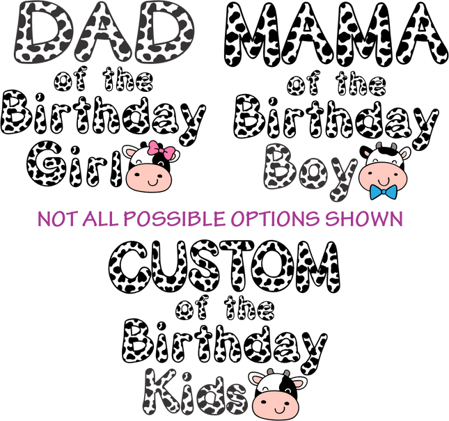 (s278-5) Mama of the Birthday Girl Boy Cow Family Custom Text