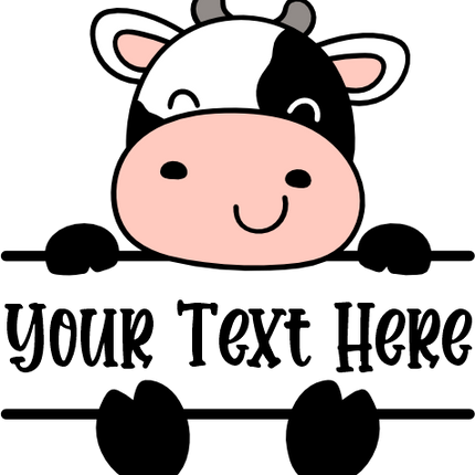 (s278-6-A) Baby Cow Split Custom Text Name