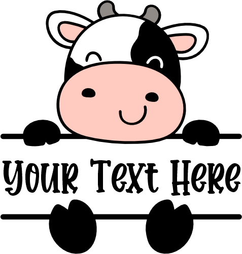 (s278-6-A) Baby Cow Split Custom Text Name